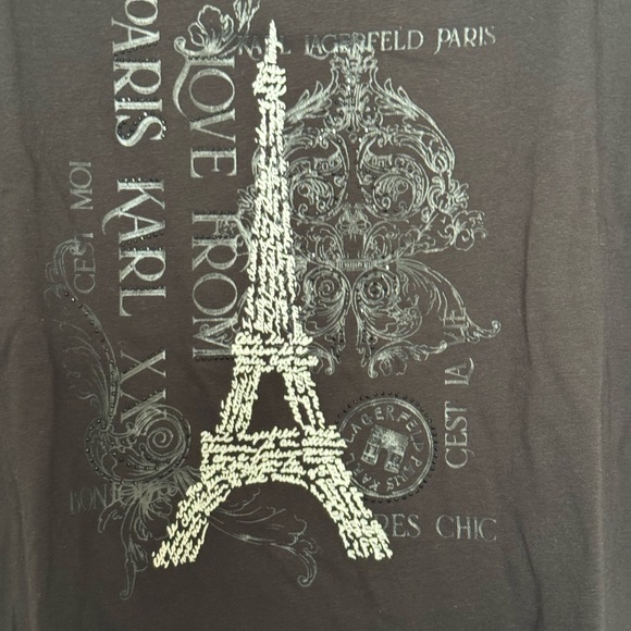 Karl Lagerfeld Black Crew Neck Tee with Fabulous graphic, NEW, Luxury - Picture 2 of 7